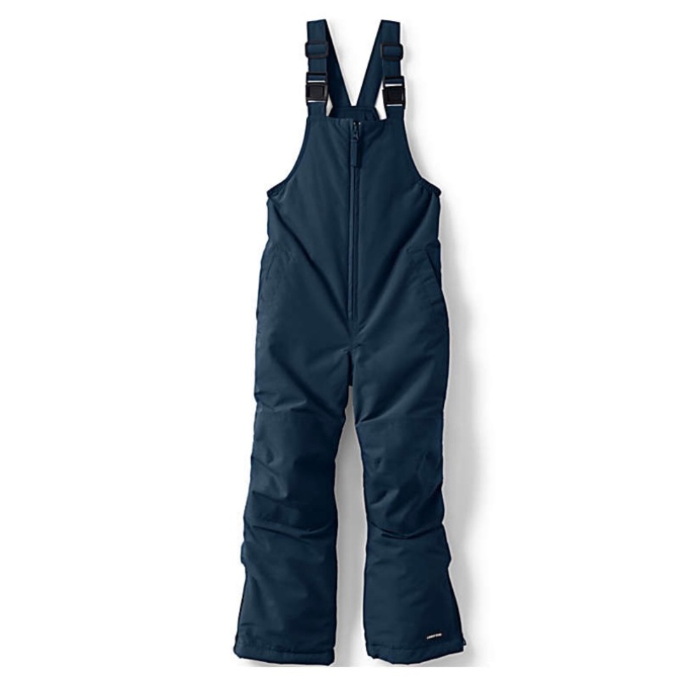 Brand New Lands End Kids Squall Waterproof Iron Knee Snow Bibs - Navy 7